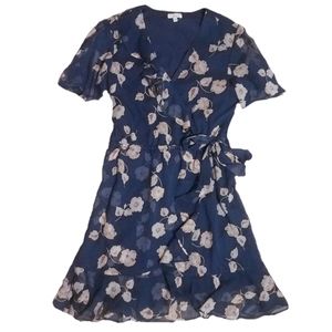 NWOT AVLN studio surplice floral ruffle wrap dress